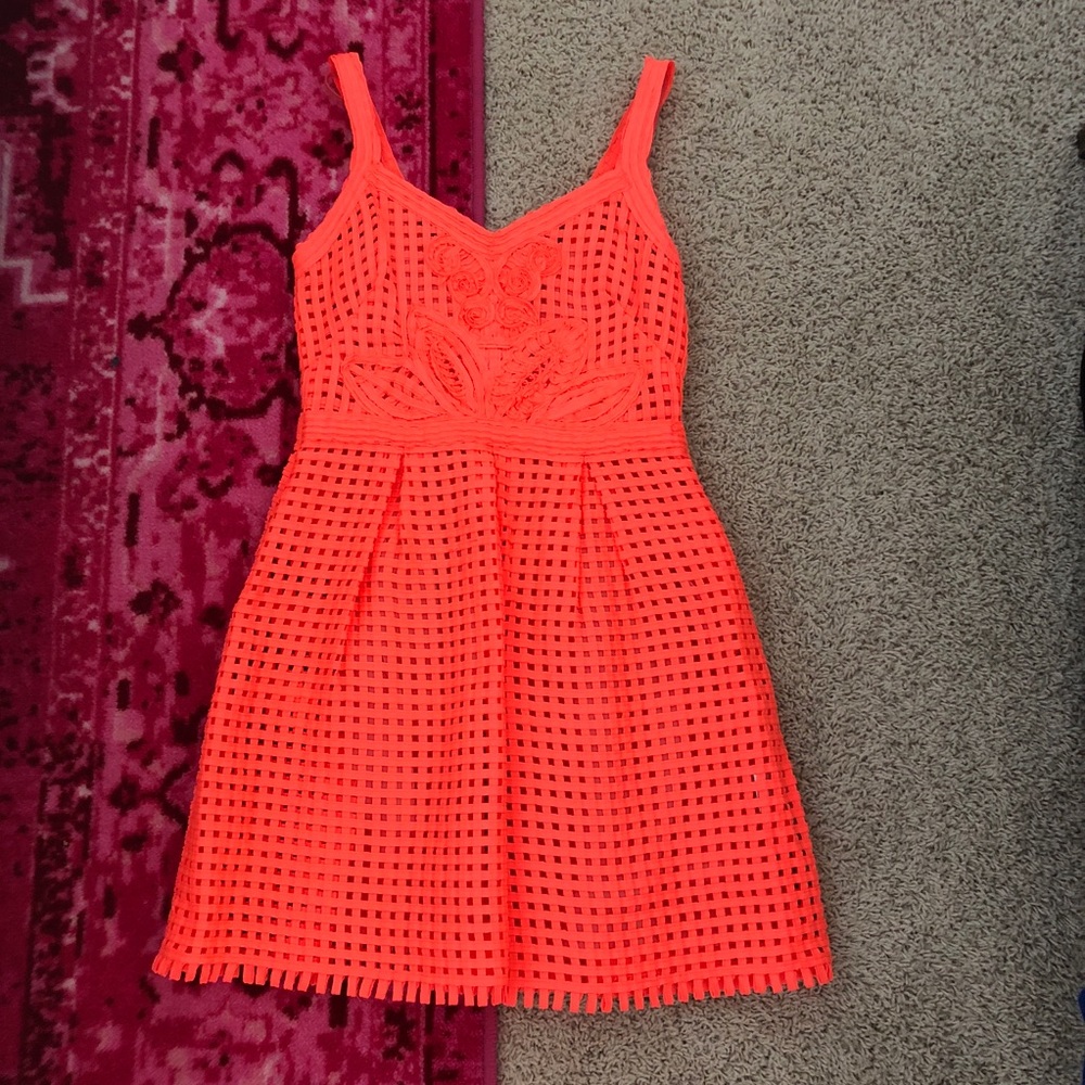 Yoana Baraschi neon coral woven dress NWOT